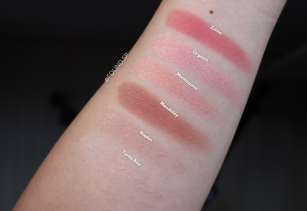 Paleta de blushes Nars Orgasm On The Beach swatches e nomes